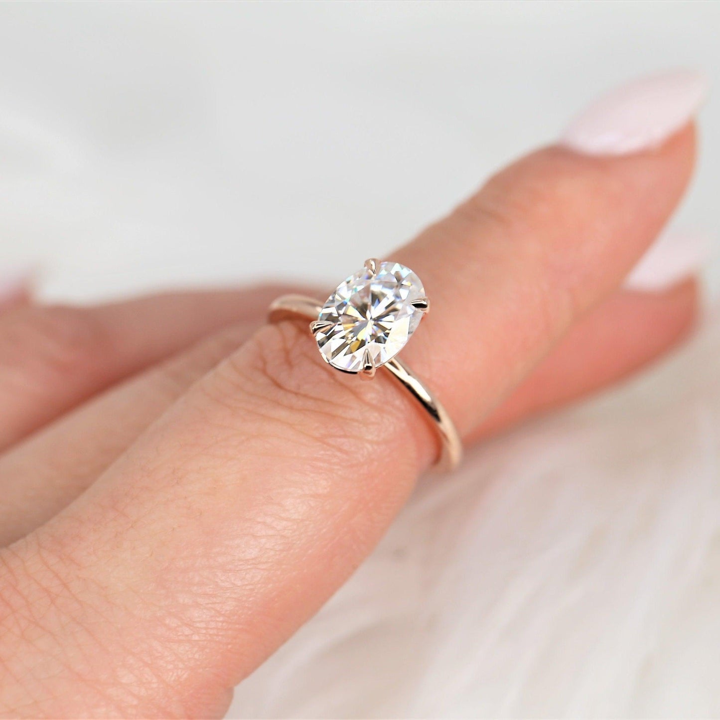 2.5 CT Oval Solitaire Moissanite Engagement Ring