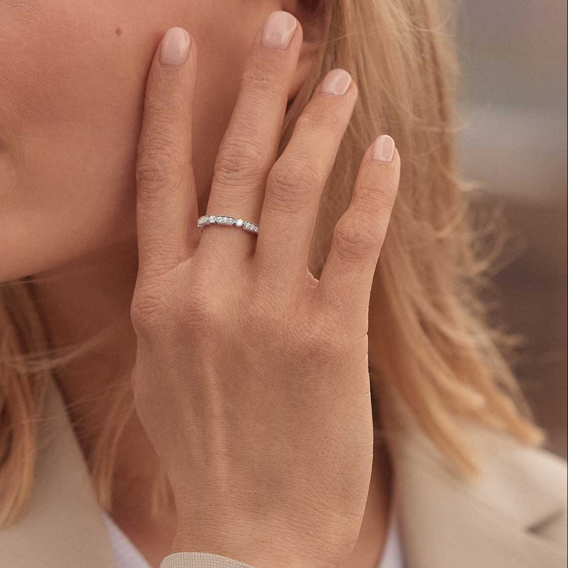 0.5 TCW Round Half Eternity Moissanite Wedding Band