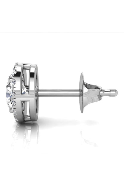 1.76 TCW Oval Cut Halo Stud Moissanite Earrings
