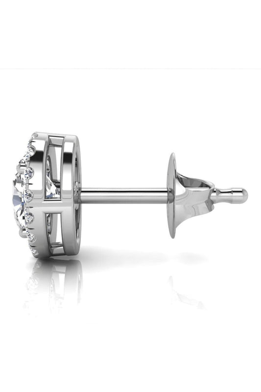 1.76 TCW Oval Cut Halo Stud Moissanite Earrings