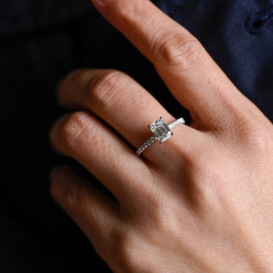 2.0 CT Emerald Pave Moissanite Engagement Ring