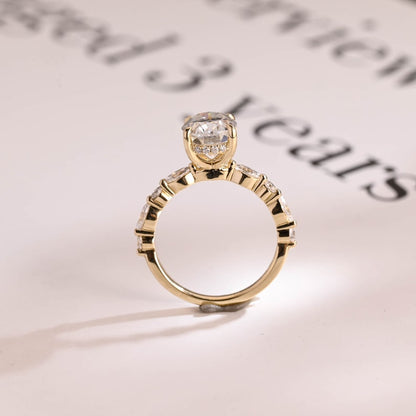 2.0 CT Oval Pave Moissanite Engagement Ring