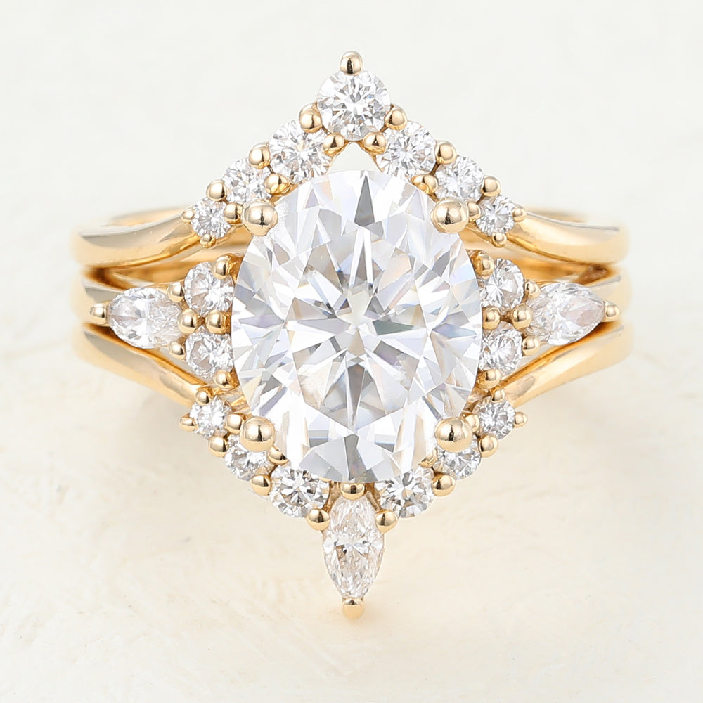 3 CT Oval Cluster Moissanite Bridal Set