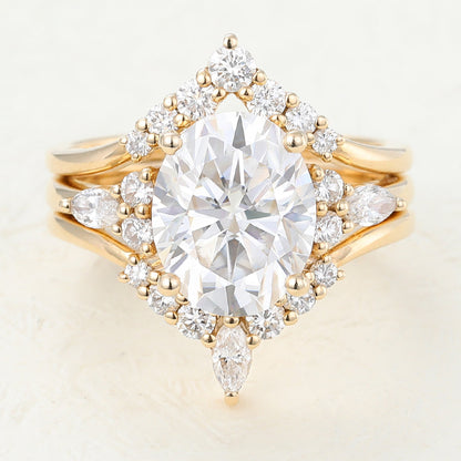 3 CT Oval Cluster Moissanite Bridal Set