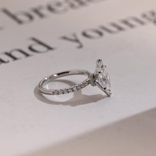 2.0 CT Marquise Pave Moissanite Engagement Ring
