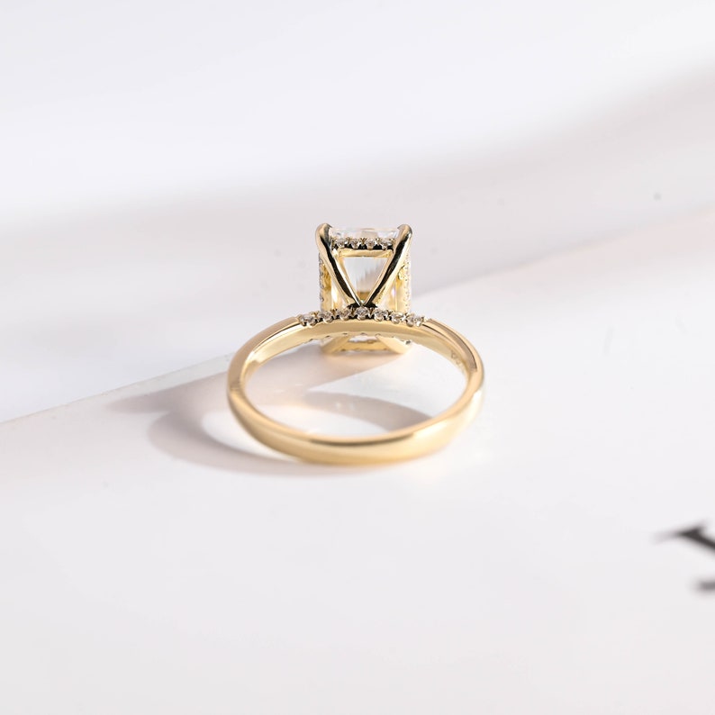 2.5 CT Radiant Hidden Halo Moissanite Engagement Ring