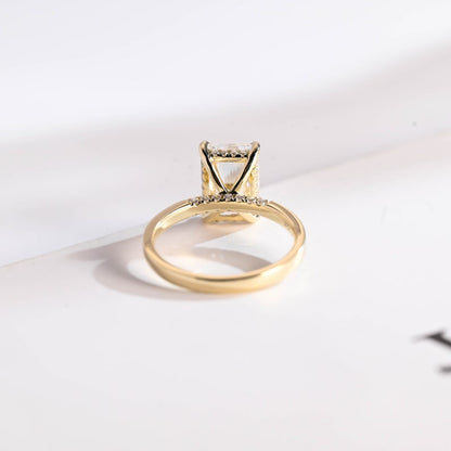 2.5 CT Radiant Hidden Halo Moissanite Engagement Ring