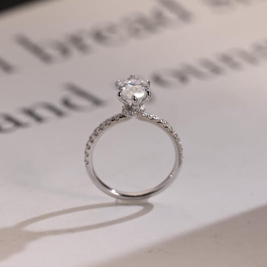 2.0 CT Marquise Pave Moissanite Engagement Ring