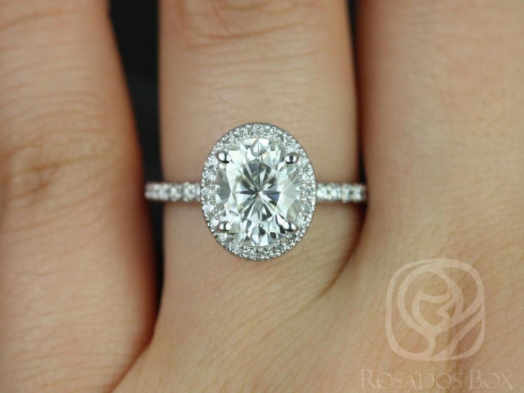 2 CT Oval Halo & Pave Moissanite Engagement Ring