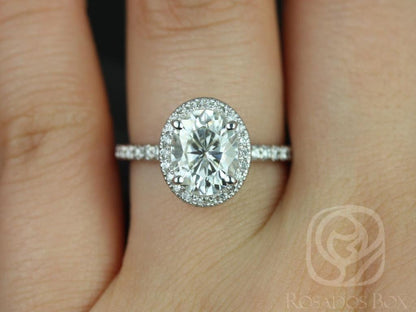 2 CT Oval Halo & Pave Moissanite Engagement Ring