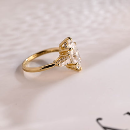 2.0 CT Marquise Three Stone Moissanite Engagement Ring
