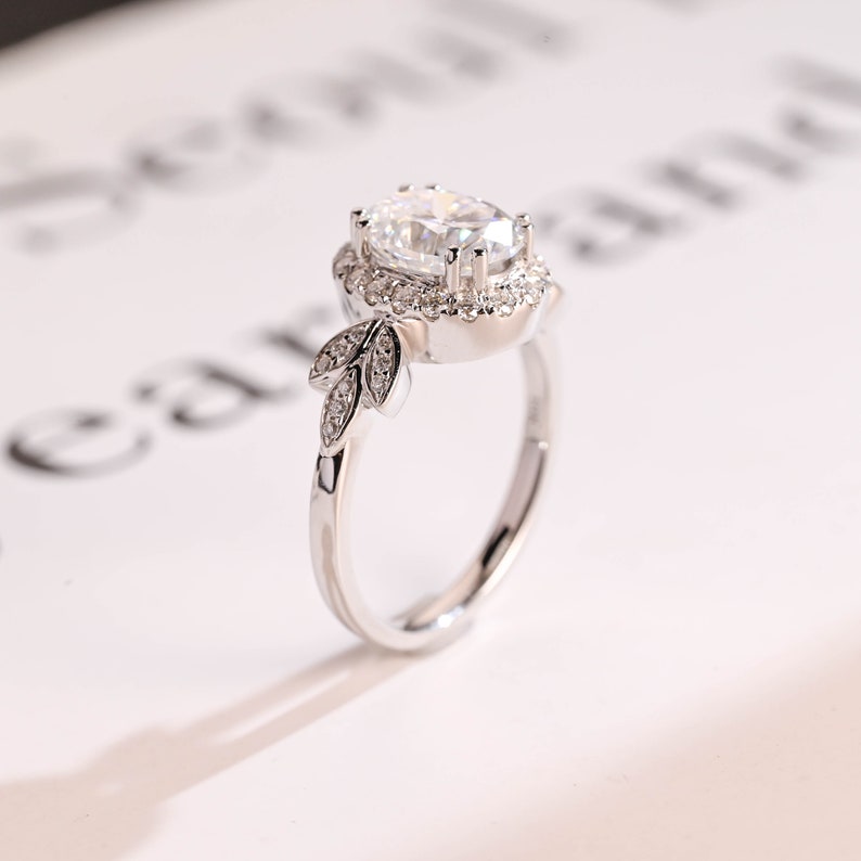 2.0 CT Oval Cluster Moissanite Engagement Ring