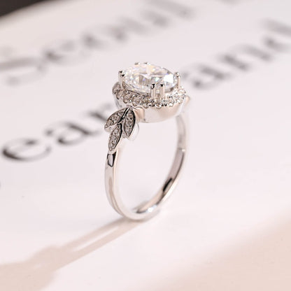 2.0 CT Oval Cluster Moissanite Engagement Ring