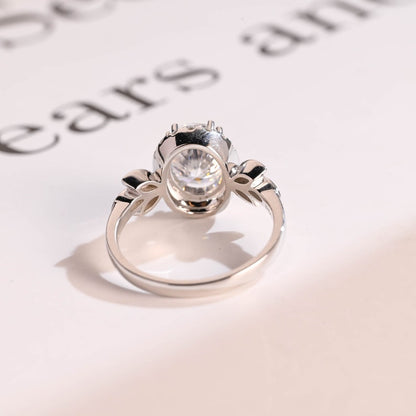 2.0 CT Oval Cluster Moissanite Engagement Ring