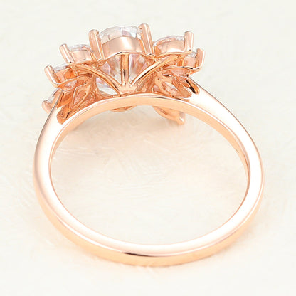 1.33 CT Oval Shaped Moissanite Engagement Ring In Cluster Design