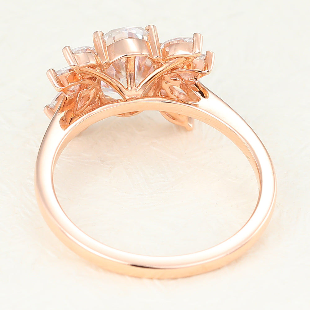 1.33 CT Oval Cluster Moissanite Engagement Ring