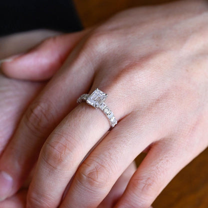 2.0 CT Emerald Pave Moissanite Engagement Ring