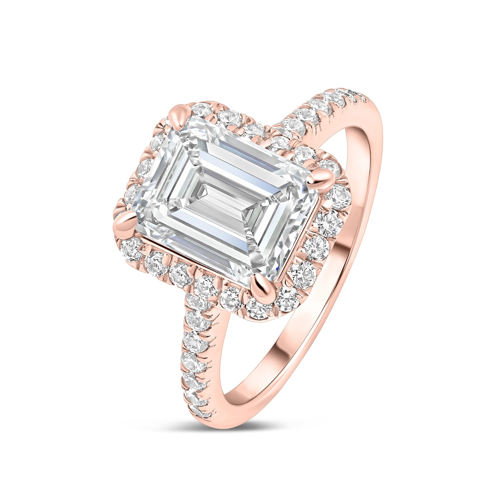 1 CT Emerald Halo & Pave Moissanite Engagement Ring
