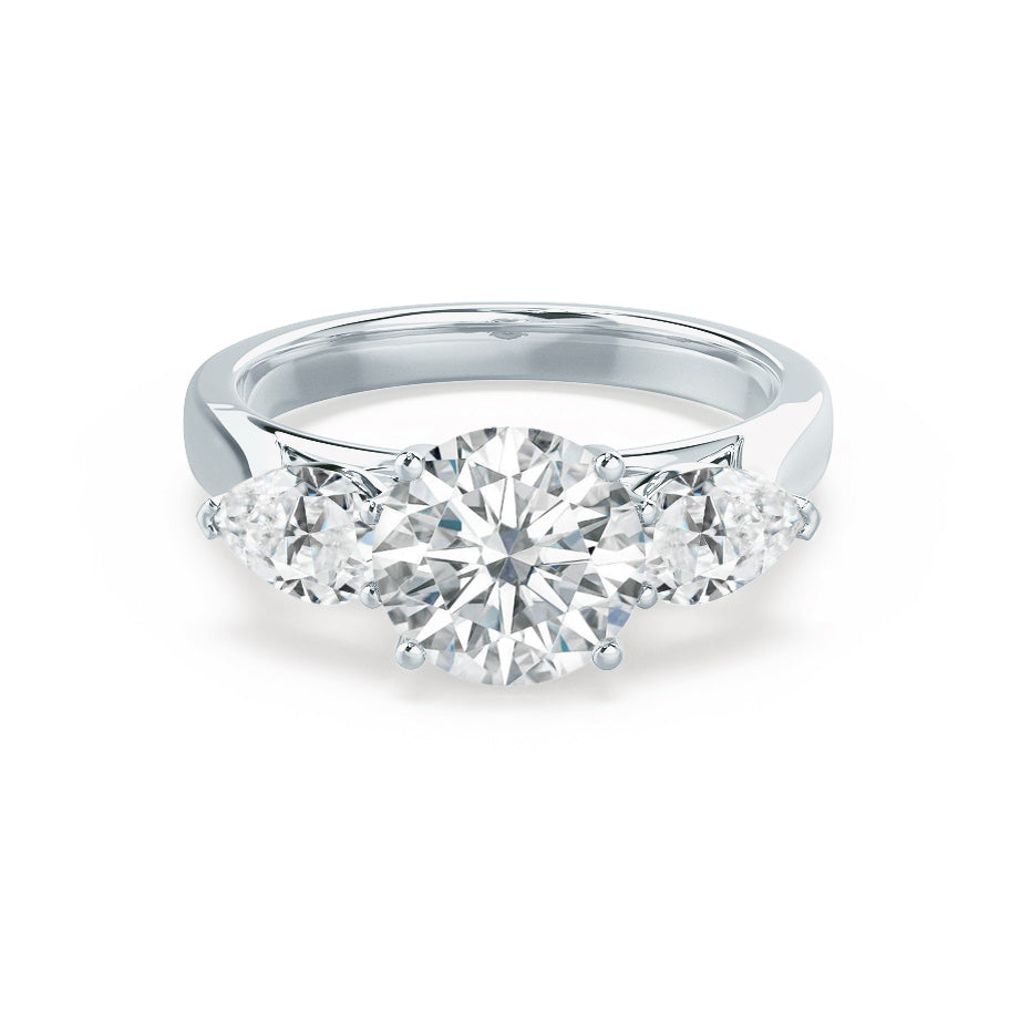 1 CT Round Three Stone Moissanite Engagement Ring