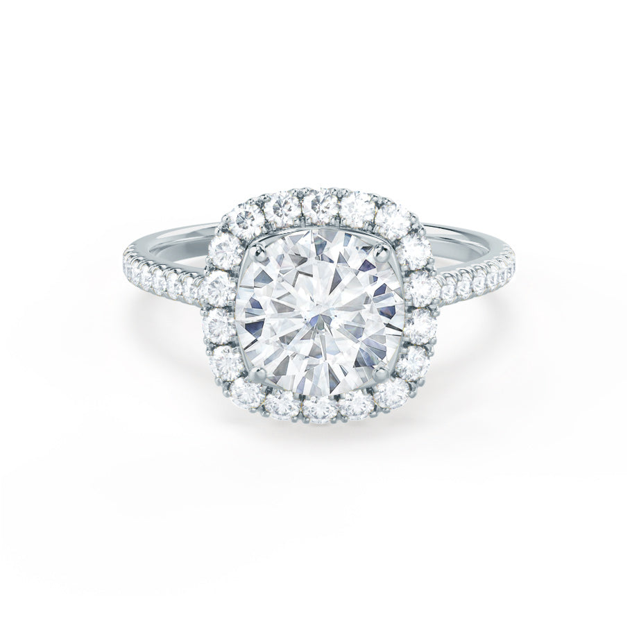 1.2 CT Round Halo & Pave Moissanite Engagement Ring