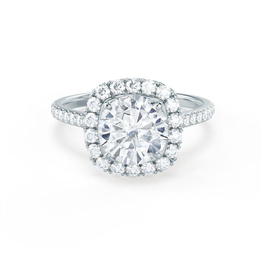 1 CT Round Halo & Pave Moissanite Engagement Ring