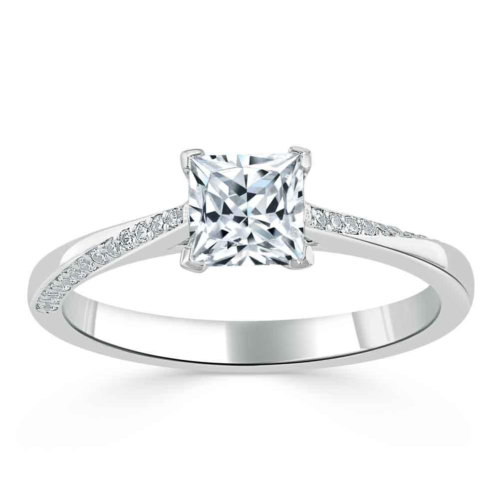 0.75 CT Princess Cut Solitaire Moissanite Engagement Ring 2