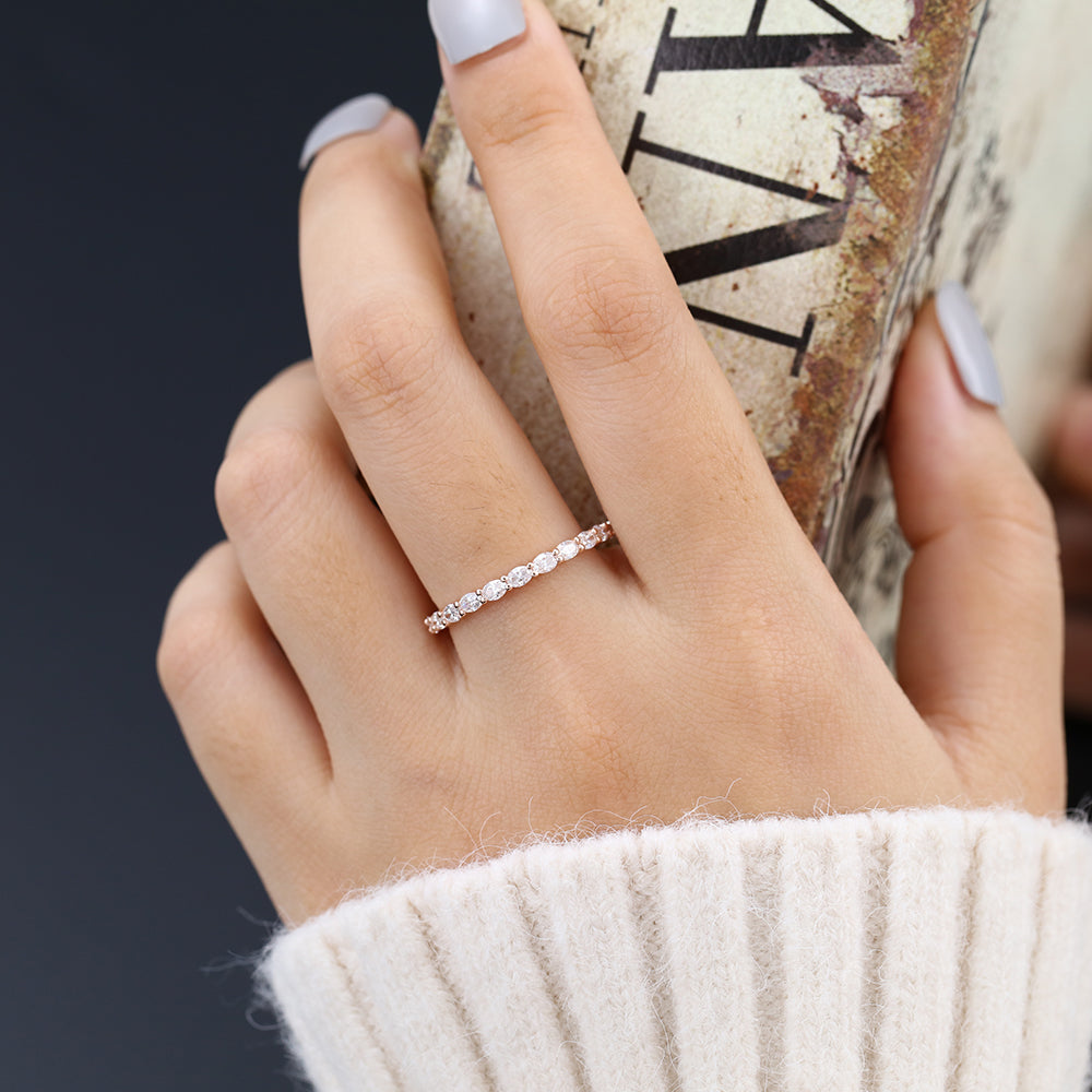 1.32 TCW Oval Full Eternity Moissanite Wedding Band