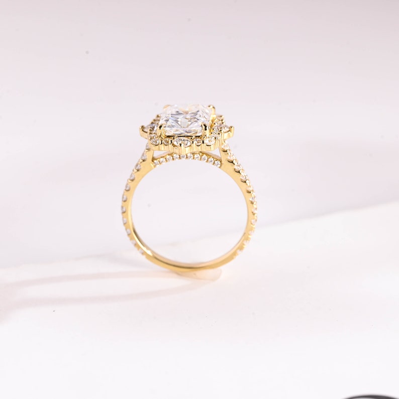 2.5 CT Radiant Pave & Halo Moissanite Engagement Ring