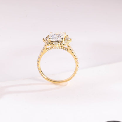 2.5 CT Radiant Pave & Halo Moissanite Engagement Ring