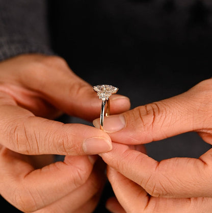 2.0 CT Marquise Cluster Moissanite Engagement Ring