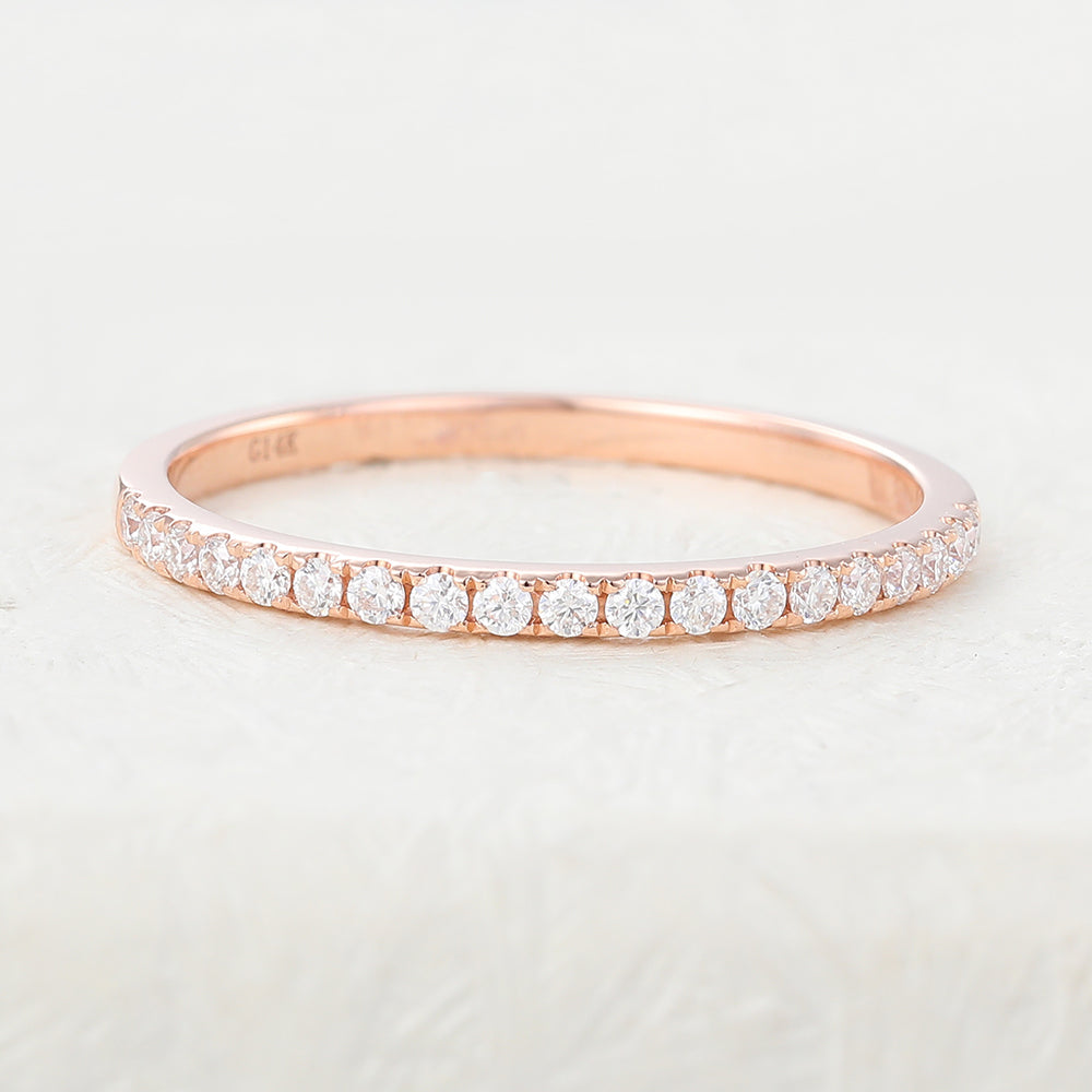 0.22 TCW Round Half Eternity Moissanite Wedding Band