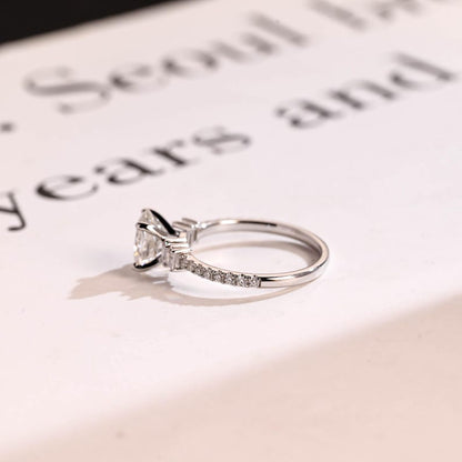 2.0 CT Oval Pave Moissanite Engagement Ring