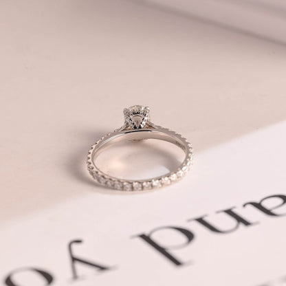 2.0 CT Oval Pave Moissanite Engagement Ring