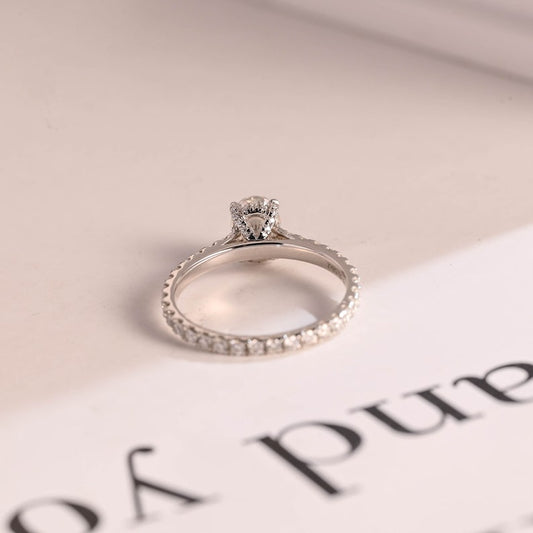 2.0 CT Oval Pave Moissanite Engagement Ring
