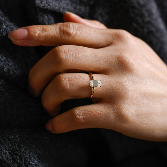 2.0 CT Emerald Solitaire Moissanite Engagement Ring