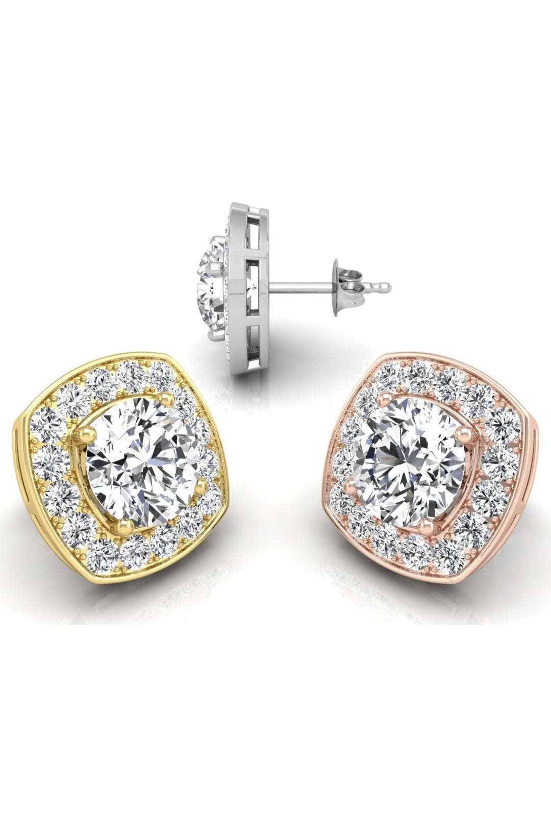 5 TCW Round Cut Halo Stud Moissanite Earrings