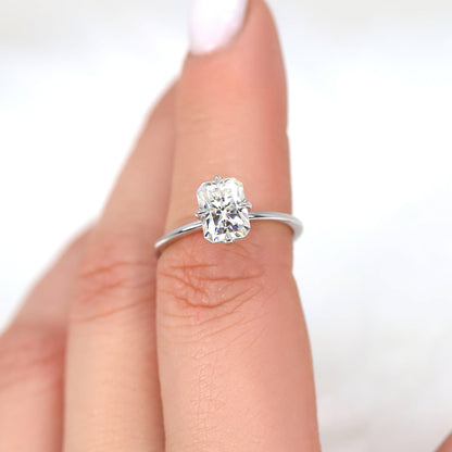 1.75 CT Radiant Solitaire Moissanite Engagement Ring