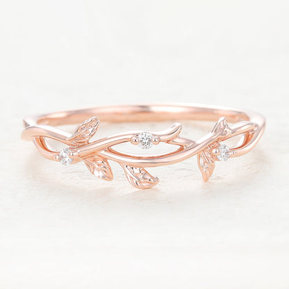 0.042 TCW Round Shaped Moissanite Twig Pave Wedding Band