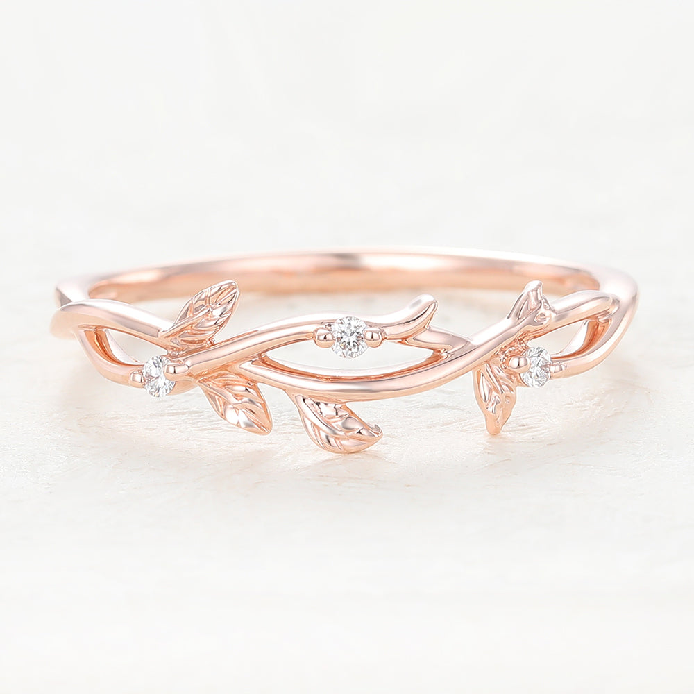 0.042 TCW Round Twig Style Moissanite Wedding Band