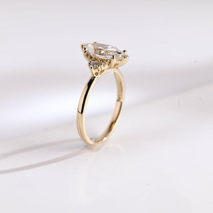 2.0 CT Marquise Three Stone Moissanite Engagement Ring