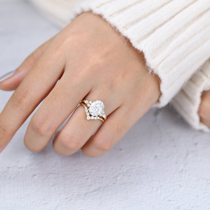 3 CT Oval Cluster Moissanite Bridal Set