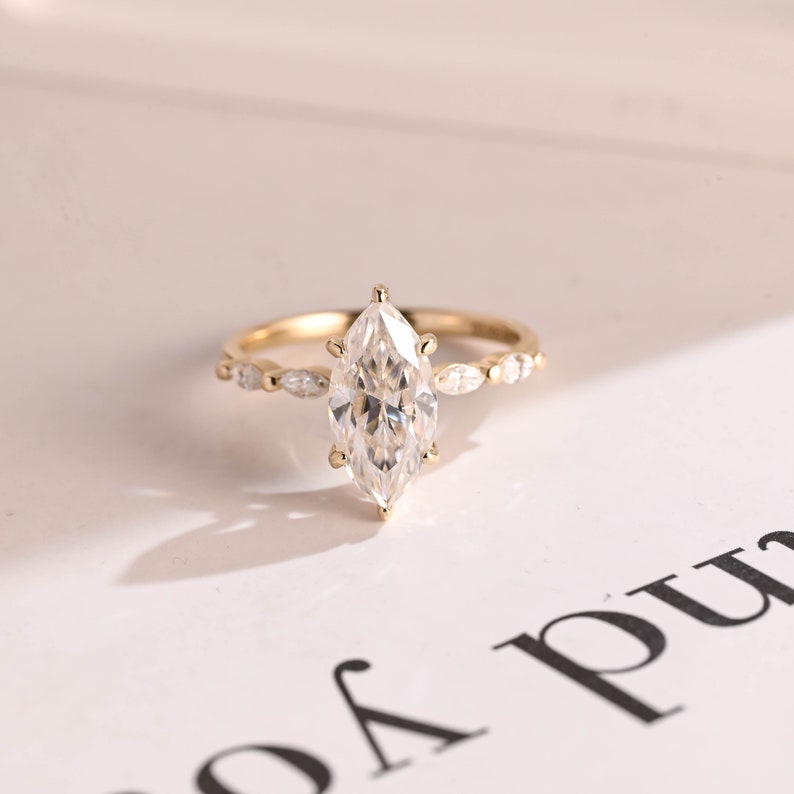 2.0 CT Marquise Pave Moissanite Engagement Ring