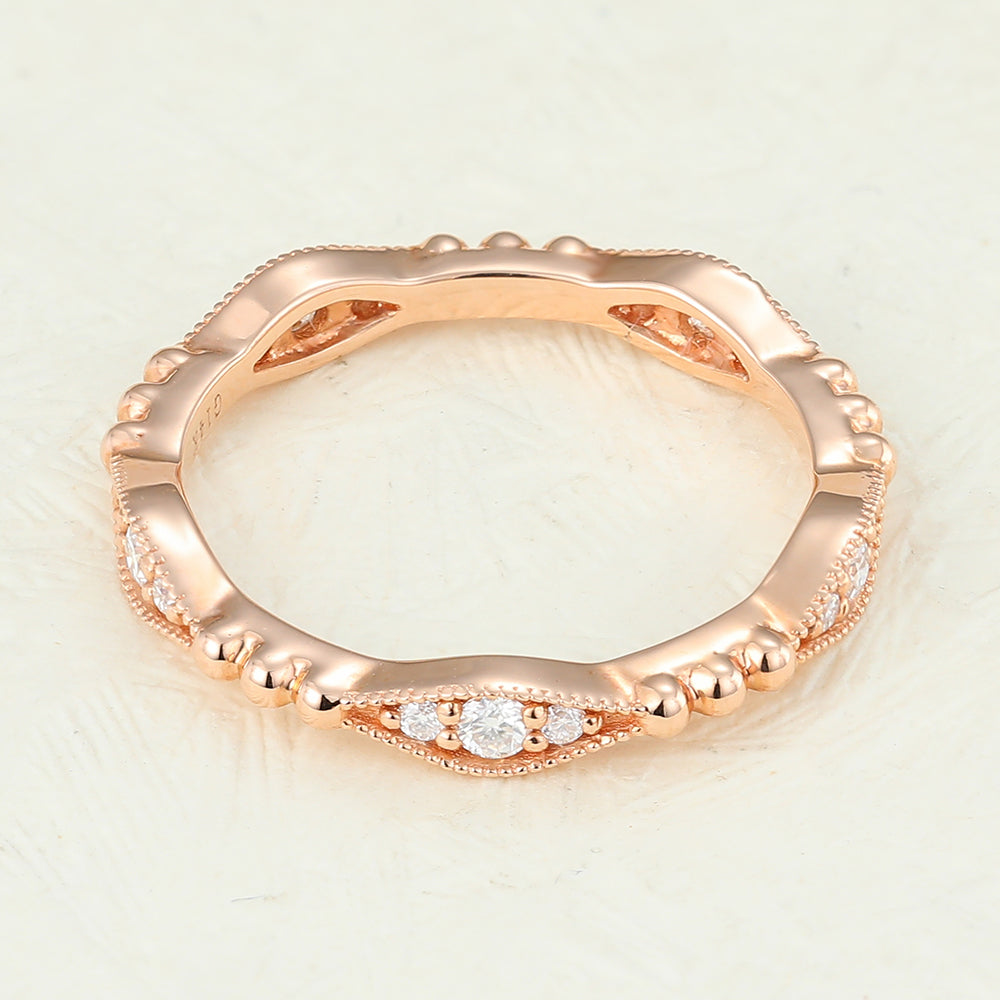 0.17 TCW Round Milgrain & Eternity Moissanite Wedding Band