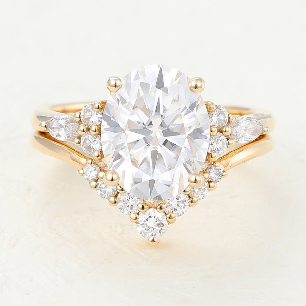 3 CT Oval Cluster Moissanite Bridal Set