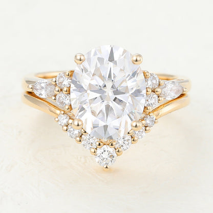 3 CT Oval Cluster Moissanite Bridal Set
