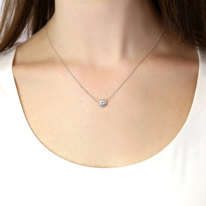 1 CT Round Moissanite Solitaire Necklace
