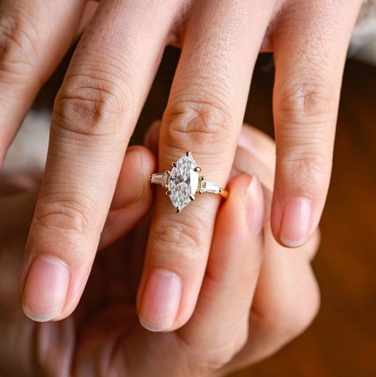 2.0 CT Marquise Three Stone Moissanite Engagement Ring