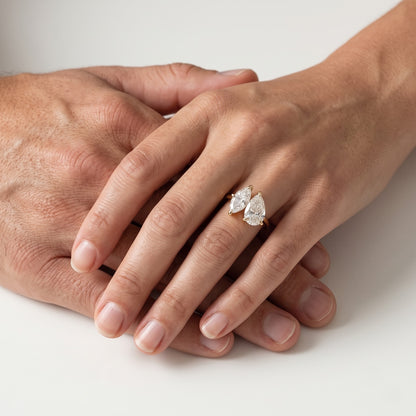1.6 CT Pear Toi Et Moi Moissanite Engagement Ring