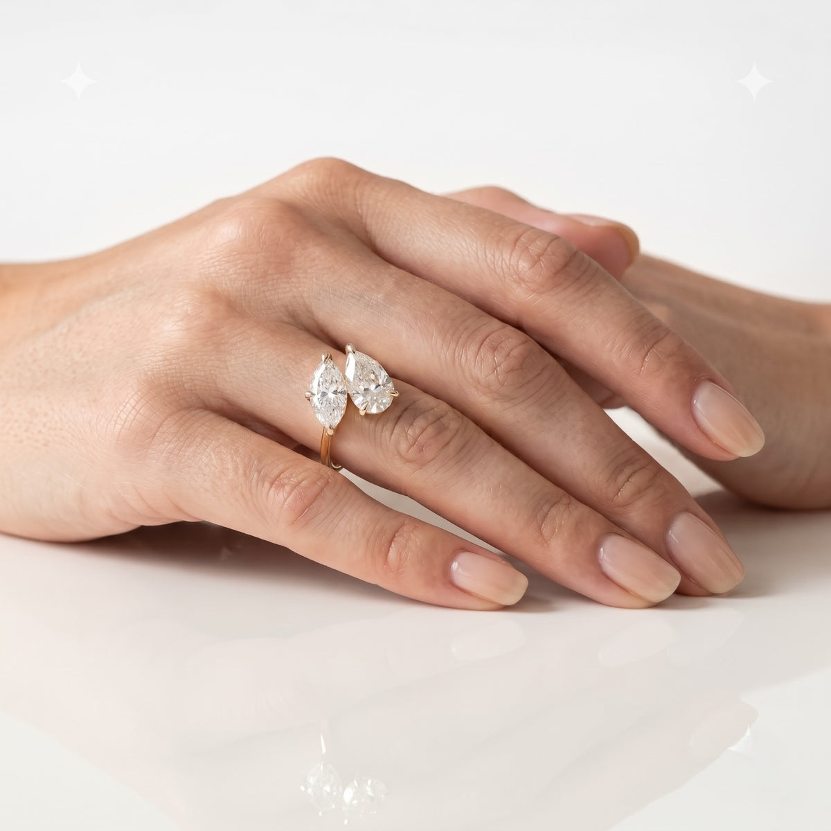 1.6 CT Pear Toi Et Moi Moissanite Engagement Ring