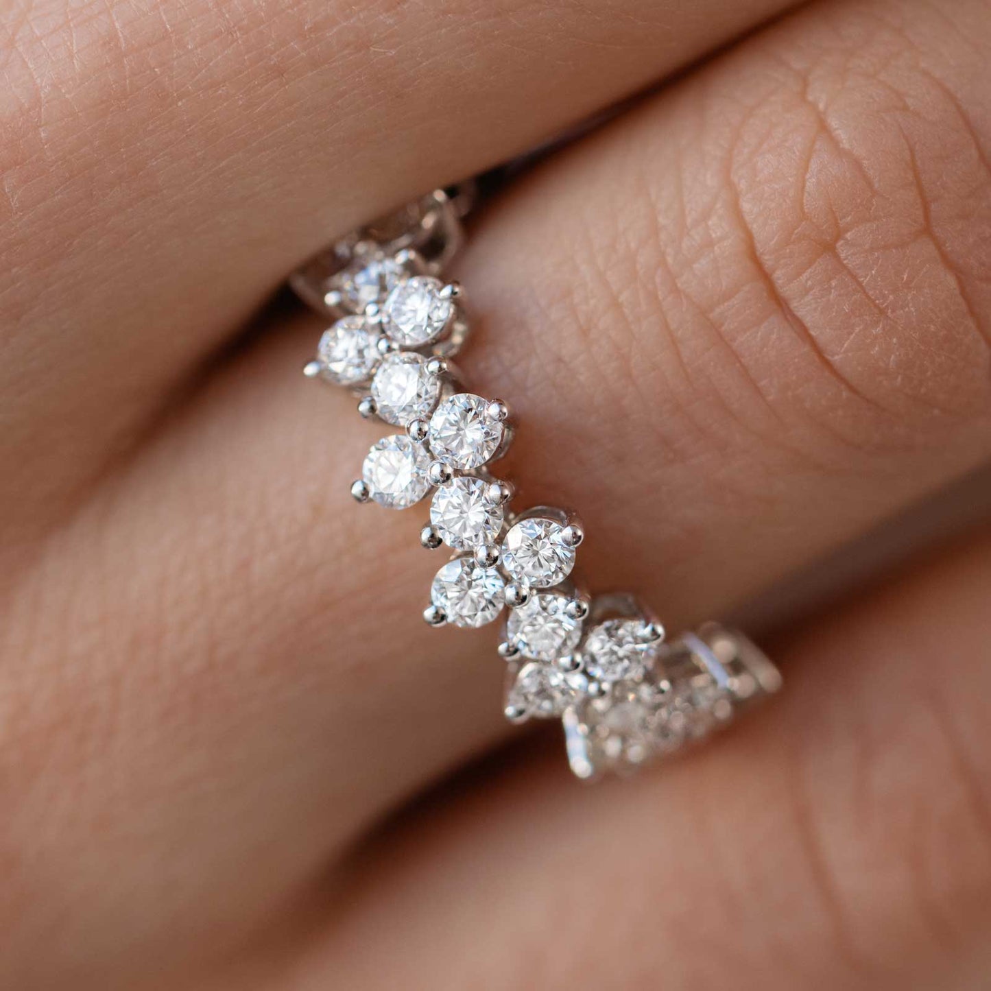 2 TCW Round Cluster Moissanite Wedding Band